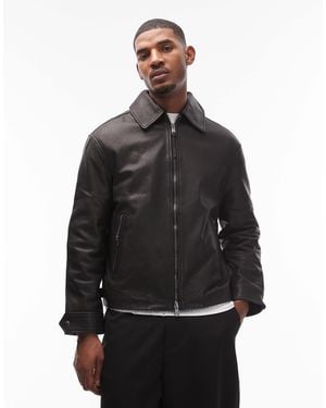 AllSaints Garrison Leather Jacket - Gray