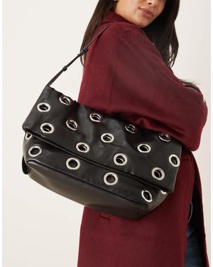Mango Shoulder Bag With Eyelet Detail - Red