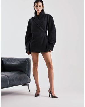 Tony Bianco Sassy Curved Heel Slingback Shoes - Black