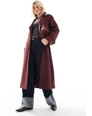 ASOS Premium Faux Suede Trench Coat - Red