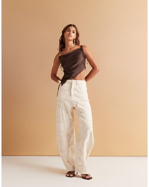 ASOS High Waisted Barrel Leg Jean - Natural