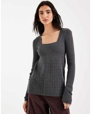 Hollister Long Sleeve Cable Knit Babydoll Top - Black