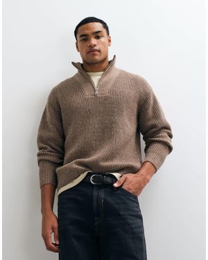 Abercrombie & Fitch Lässiger strickpullover mit 1/4-reißverschluss - Braun