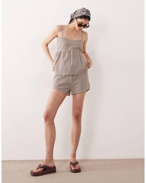 esmé studios – strand-shorts mit vichy-karomuster - Natur