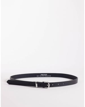 Pieces Skinny Faux Leather Belt - White