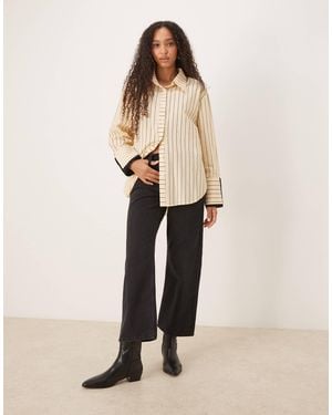 Ghospell Textured Double Cuff Shirt - Natural