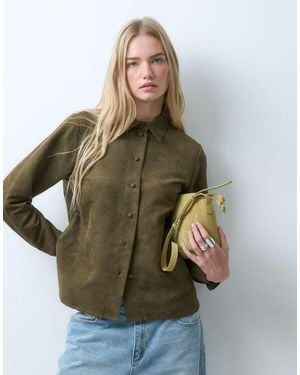 JJXX Co-ord Faux Suede Shirt - Green