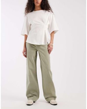 Vero Moda Vaqueros Verde Laurel De Talle Alto Y Pernera Ancha Tessa De - Neutro