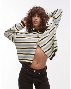 TOPSHOP – kastige strickjacke mit en streifen - Grau