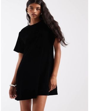 ASOS Mini Fluwelen T-Shirtjurk - Zwart