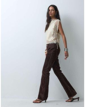 ASOS Flocked Kick Flare Jeans - White