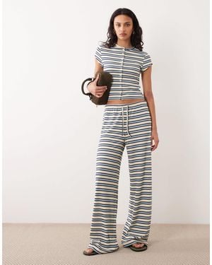 Miss Selfridge Wide Leg Rib Pants - White