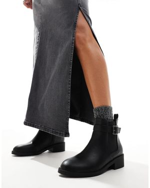 Yours Ankle Boot With Buckle Detail - Black