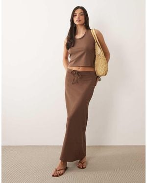 ASOS Textured Crepe A Line Maxi Skirt Co-ord - Natural