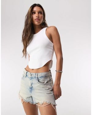 GOOD AMERICAN Good 90s Studded Shorts - White