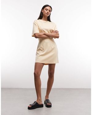 Monki Cinched Waist T-shirt Mini Dress - Natural