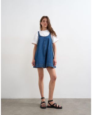 TOPSHOP Denim Circle Pinny Dress - Blue