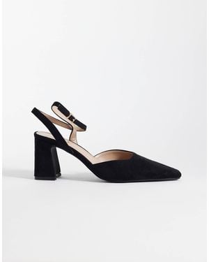 Raid Zaylee Faux Suede Block Heel Shoes With Pointed Toe - White