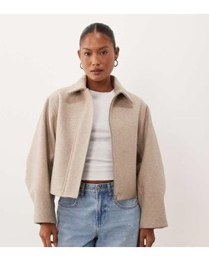 ASOS Asos Design Petite Formal Top Collar Cropped Jacket - Natural