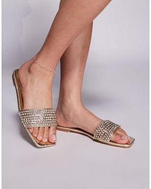 SIMMI Sandalias Planas Con Diseño De Strass Paison De Simmi London - Marrón