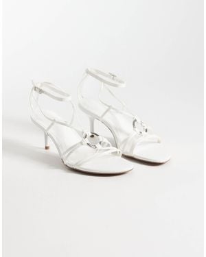ASOS Hideaway Ring Detail Strappy Kitten Heeled Sandals - White