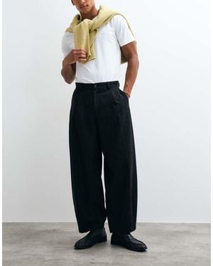 ASOS Tailored Wide Barrel Leg Trousers With Wool - Black