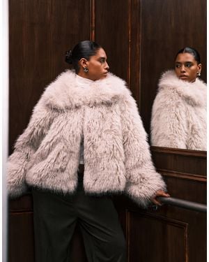 ASOS Asos Design Curve Cropped Faux Fur Jacket - White