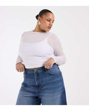 Collusion Plus Loose Denim Jort - White