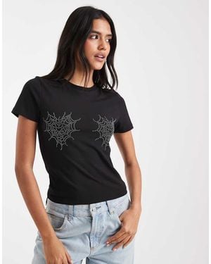 ASOS Baby Tee With Hotfix Cobweb - Black