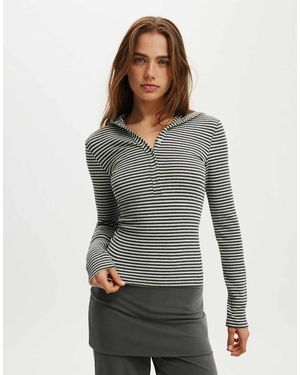 Cotton On Hooded Blake Henley Long Sleeve - Grey