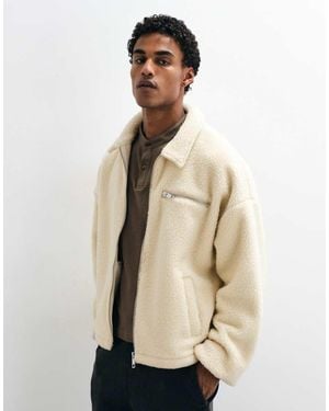 ASOS Chaqueta Oversize De Forro De Borreguillo Con Cremallera En-Blanco - Neutro