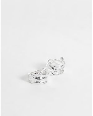 Reclaimed Vintage Unisex Molten Metal Rings 2 Pack - White