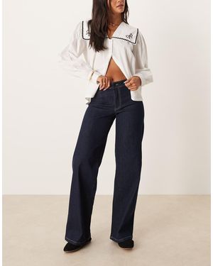 Jdy Jeans A Fondo Ampio Scuro A Vita Media - Blu