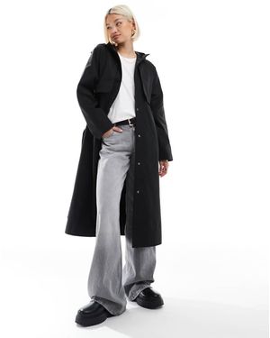 Threadbare Midi Trench Coat With Belt - Black
