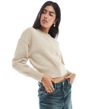 Daisy Street Fitted Waist Cardigan - Natural