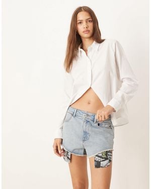 adidas Originals – adidas x jeremy scott – shorts aus indigoem denim - Weiß