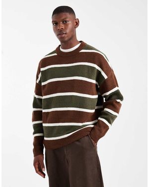ASOS Oversized Knit Crew Neck Jumper - Brown