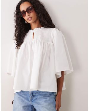 ASOS Boho-bluse mit smokkragen - Weiß