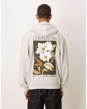 ASOS Relaxed Hoodie With Floral Print - Natural