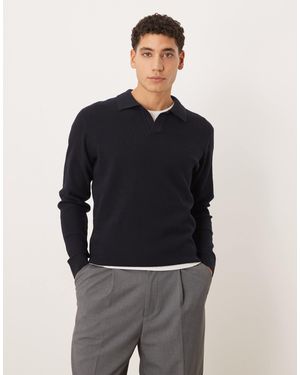 Mango – gestricktes polo-oberteil aus baumwollmix - Schwarz