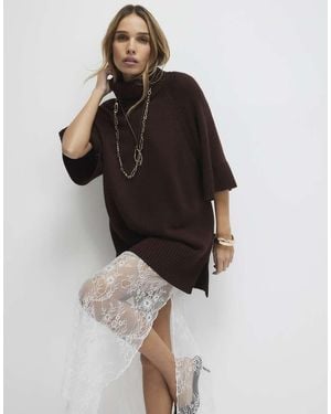 River Island Hybrid Lace Hem Midi Dress - Black