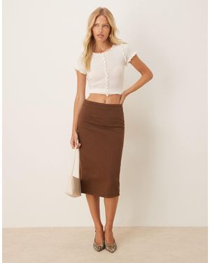 ASOS Denim Pencil Midi Skirt - Natural