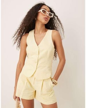 Pretty Lavish Halterneck Linen Waistcoat Co-ord - Natural