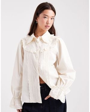 Miss Selfridge Poplin Embroidered Shirt - Natural