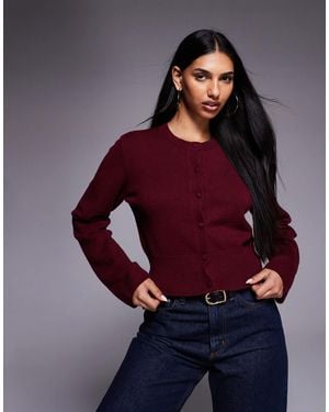 The Frolic Exclusive Ribbed Structu Waist Button Through Cardigan - Red
