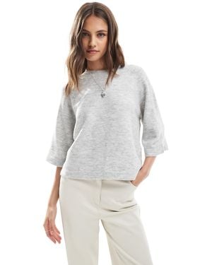 ONLY Cropped Knitted T-Shirt - Gray