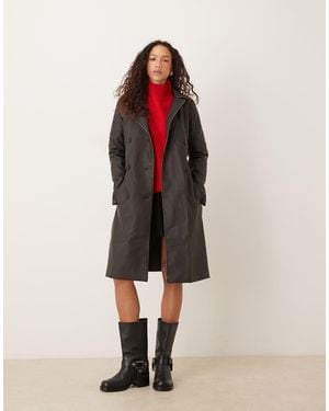 Brave Soul Oversized Pu Double Breasted Mac - Red
