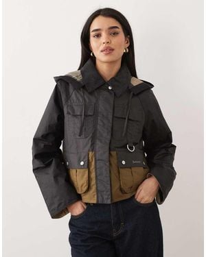 Barbour Liza Short Hooded Wax Jacket - Black