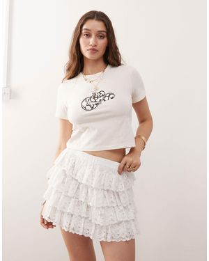 Miss Selfridge Lace Micro Mini Skirt - Natural