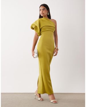 ASOS Scrunch One Shoulder Maxi Dress - Yellow